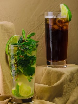 Variety of tropical cocktails